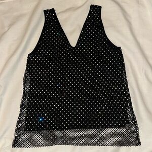 SALE-INC International Concepts Tank Top w/Mesh & Rhinestones Overlay, XL-SALE